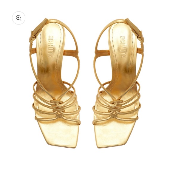 SCHUTZ Shoes - - SCHUTZ, Metallic,Gold-- Octavia, strappy Leather Sandal. Preowned, S…